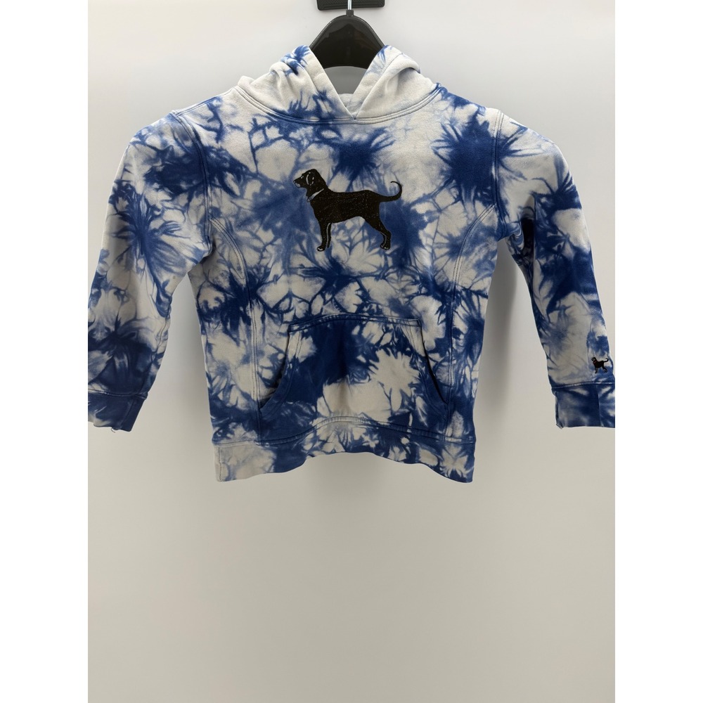 The Black Dog Hoodie Kids Small Blue Tie-Dye Excellent Fleece Pullover Pocket
